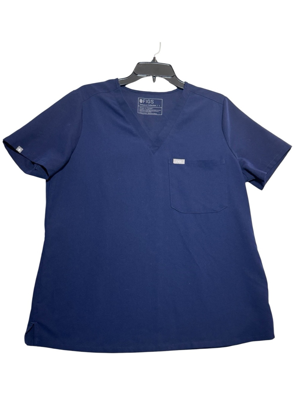 FIGS Women Navy Blue Catarina One Pocket V-Neck Scrub Top Size L Large FW1000